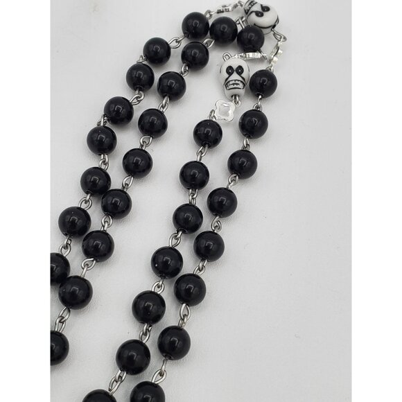 Handmade Obsidian Santa Muerte Rosary Holy Death Amulet Natural Stone Beads - Picture 5 of 10